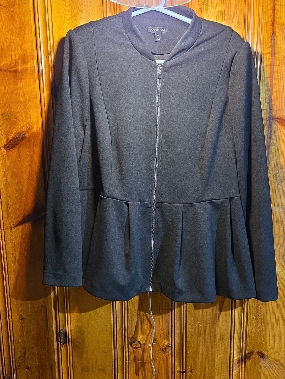 Lane Bryant Black Zip-Front Peplum Jacket